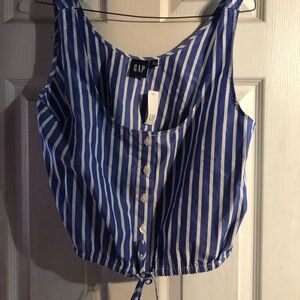 GAP Blue and White Vertical Stripe Tie-Hem Camisole 4